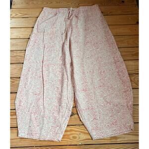 Happy French Gang Patterned balloon pants Wide Leg 100% Cotton size M Pink DB